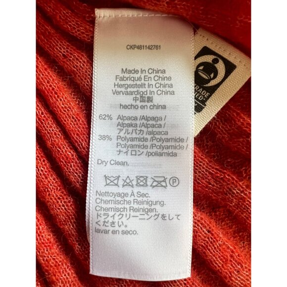 Madewell Womens Harry Sheer Ribbed Red Alpaca Long Sleeve Mockneck Sweater Small - Picture 5 of 14